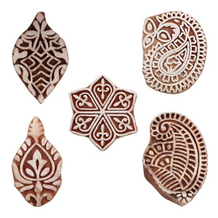 Set of 5 Piece New Mix Wooden Printing Blocks